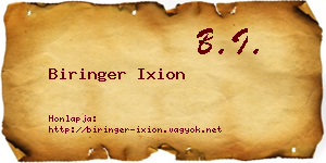 Biringer Ixion névjegykártya